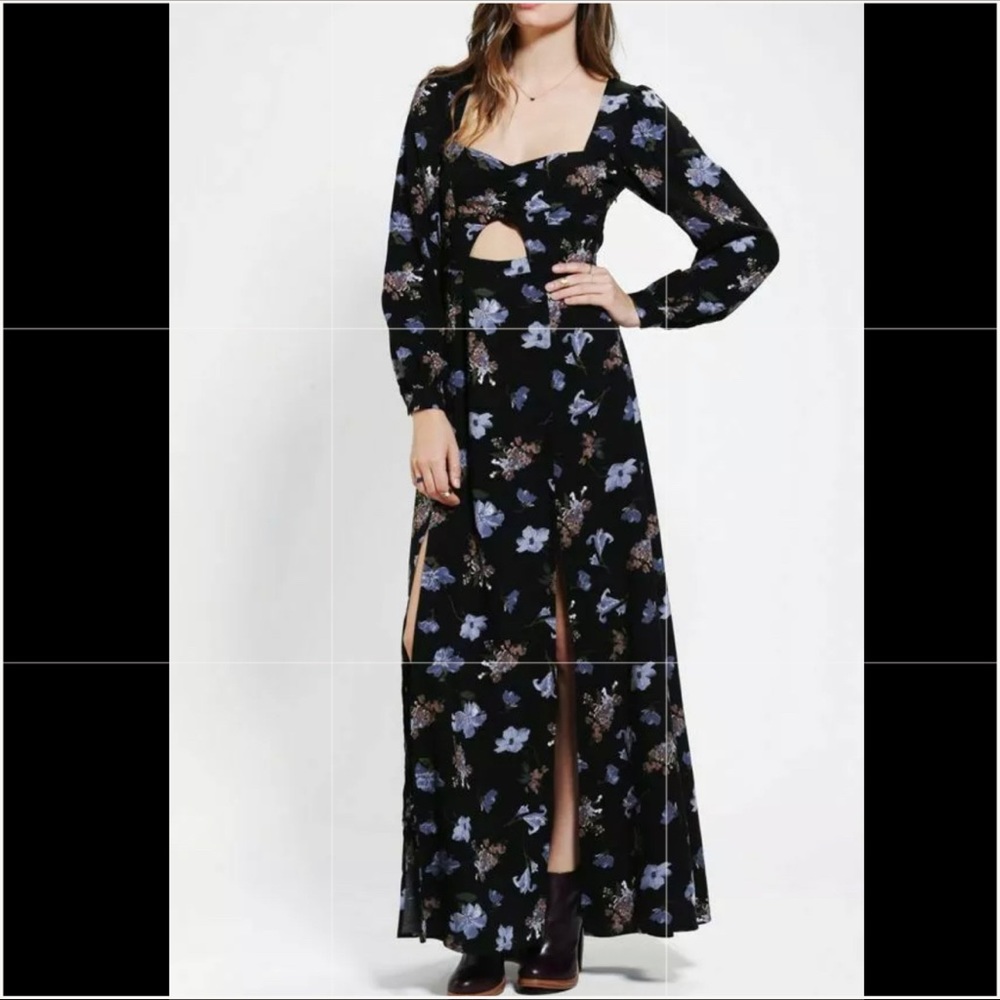 Reformed by Reformation double front slit full length floral maxi dress size XS